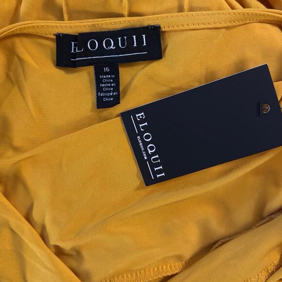 NEW Eloquii Plus Size 16 Mustard Yellow Maxi Dress Cutouts Open Back Long Sleeve - Picture 3 of 5